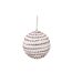 Glitter candy bauble 10cm white/red Davies