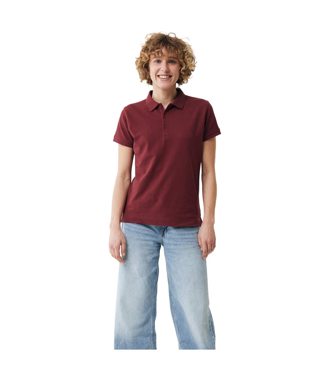 Womens/ladies yosemite pique polo shirt burgundy Iqoniq-3