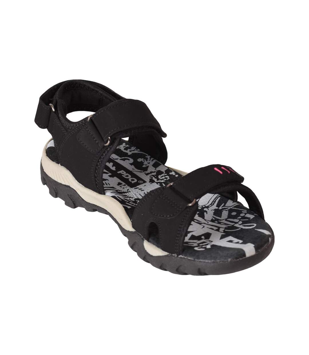 PDQ Womens/Ladies Toggle & Touch Fastening Sports Sandals (Black) - UTDF437-4