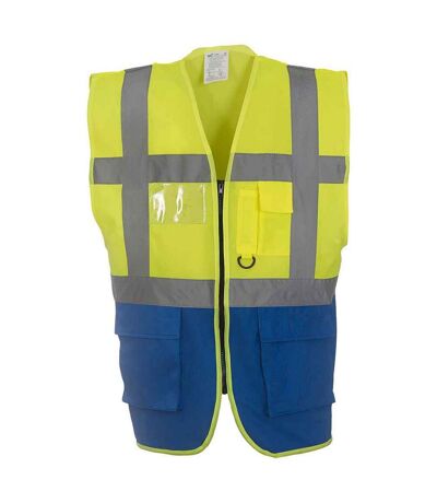 Gilet executive adulte jaune / bleu roi Yoko