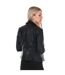 Womens/ladies Gemma Faux Leather Biker Jacket Black Only-2