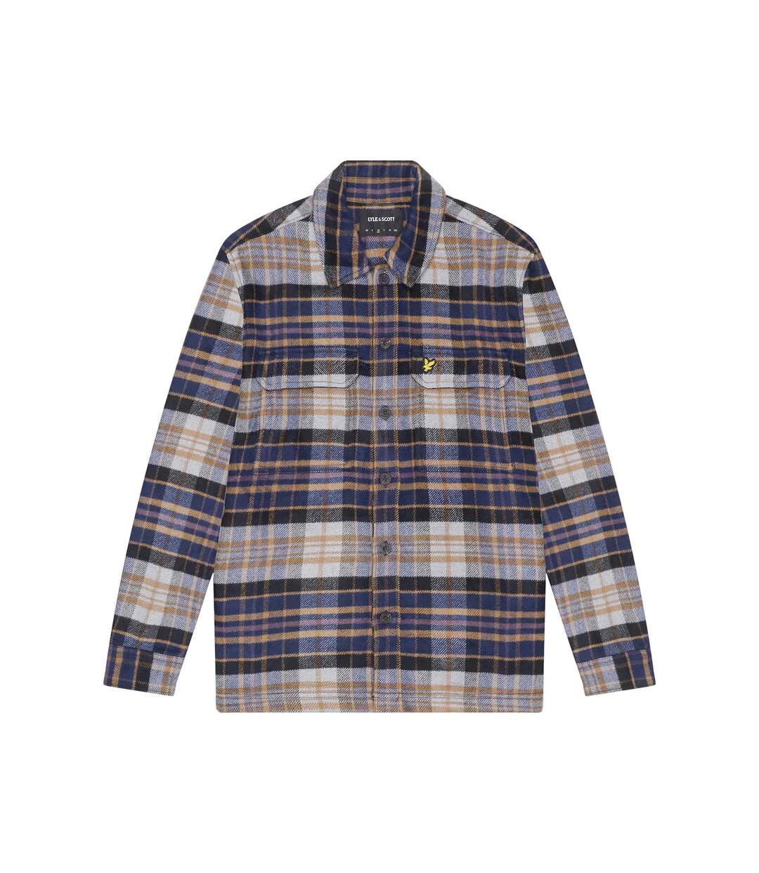 Mens checked flannel overshirt dark navy/chalk Lyle & Scott