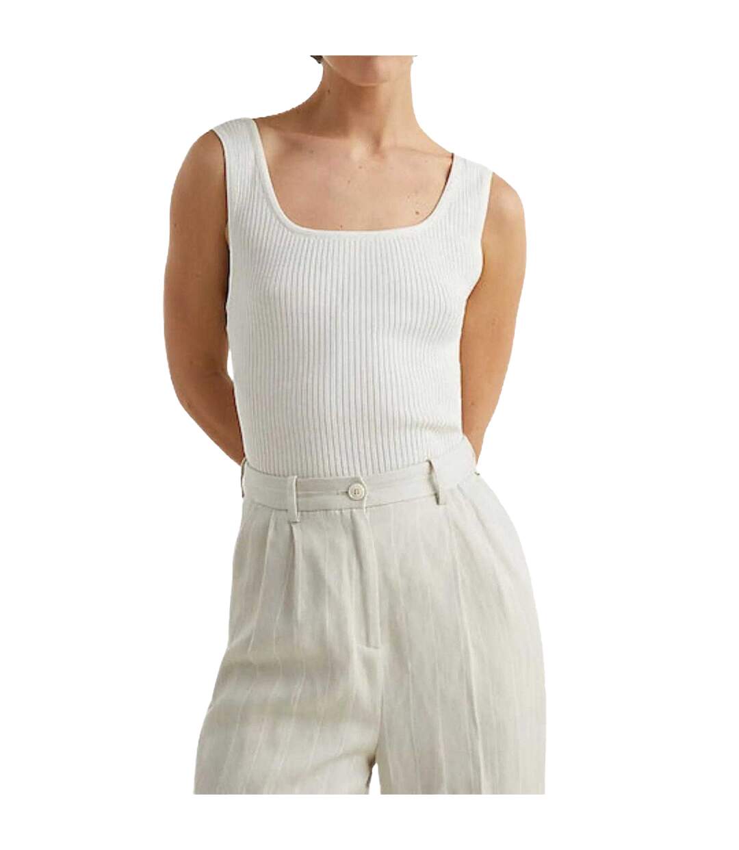 Débardeur Motif/style Côtelé Femme Écru Tommy Hilfiger-3