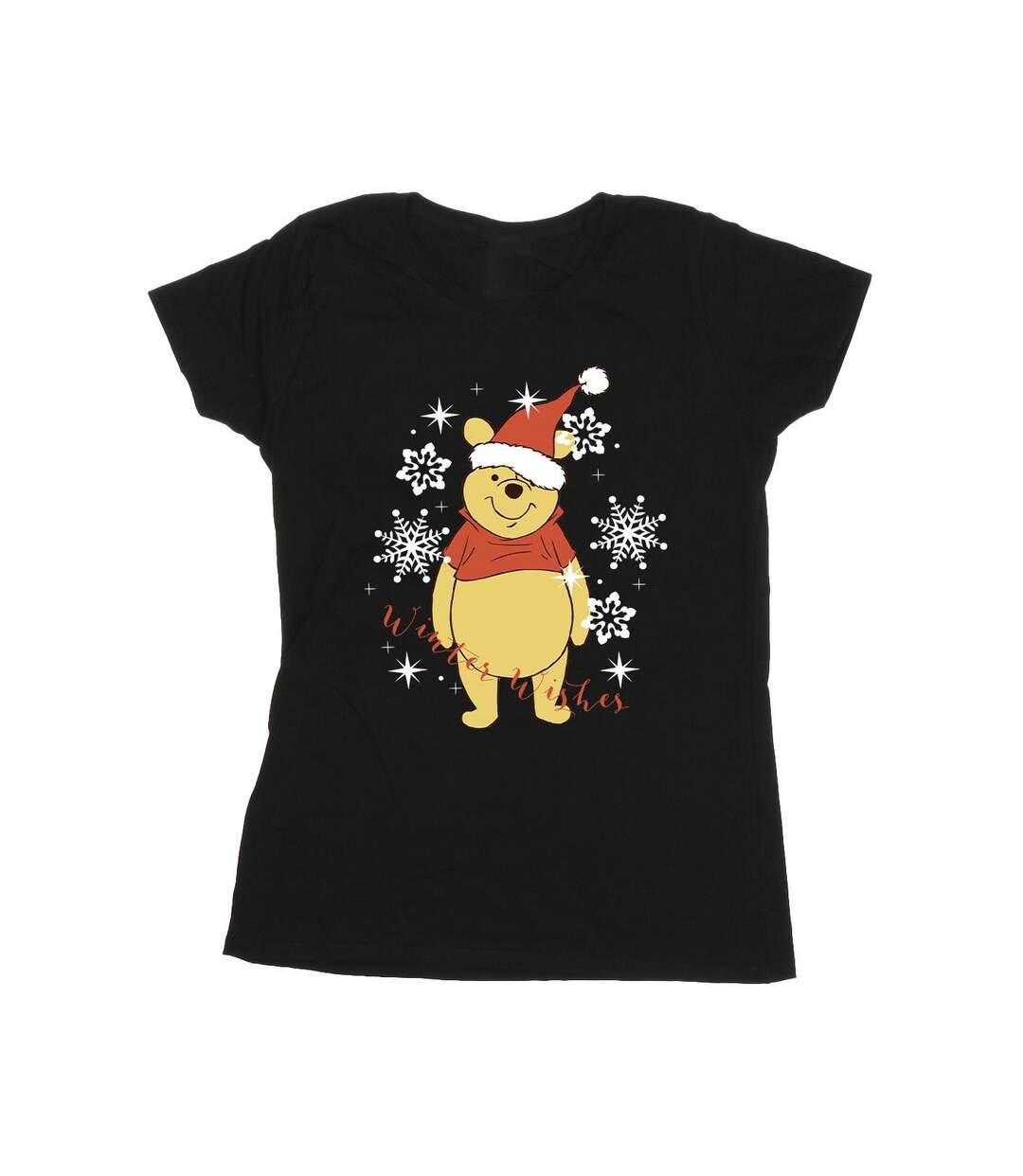 Disney T-shirt en coton Winnie The Pooh Winter Wishes Femme/Ladies (Noir) - UTBI44865-1