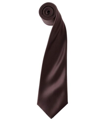 Cravate satin unie - PR750 - marron