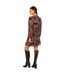 Womens/ladies Blossom V Neck Skater Dress Black Multicoloured Mela London-3
