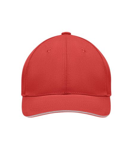 Tekapo Heavy Brushed Cotton Baseball Cap White Red MidOcean