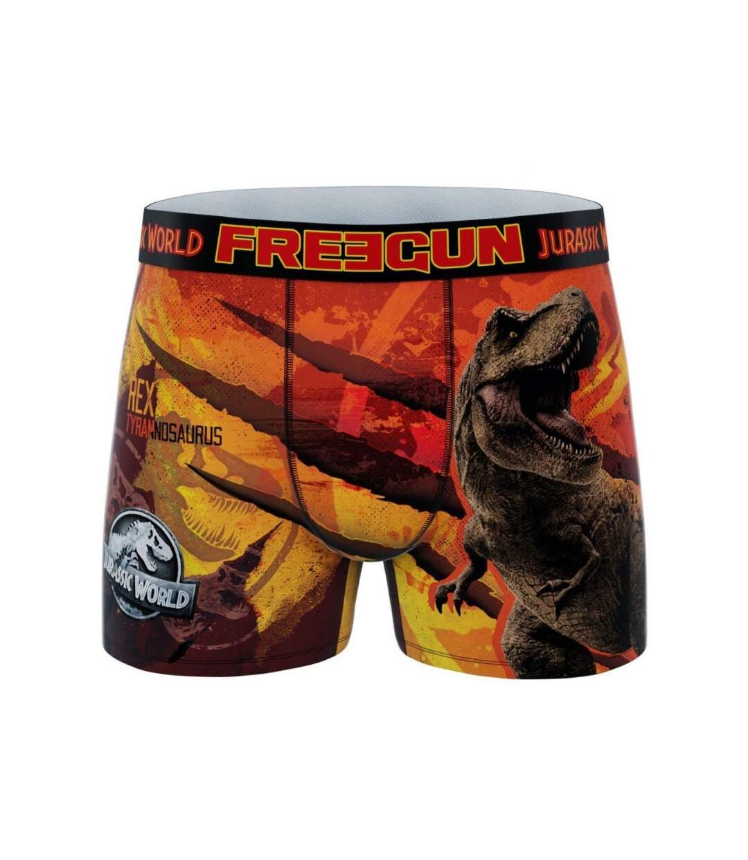 FREEGUN Boxer Homme Microfibre REX Orange Noir JURASSIC WORLD