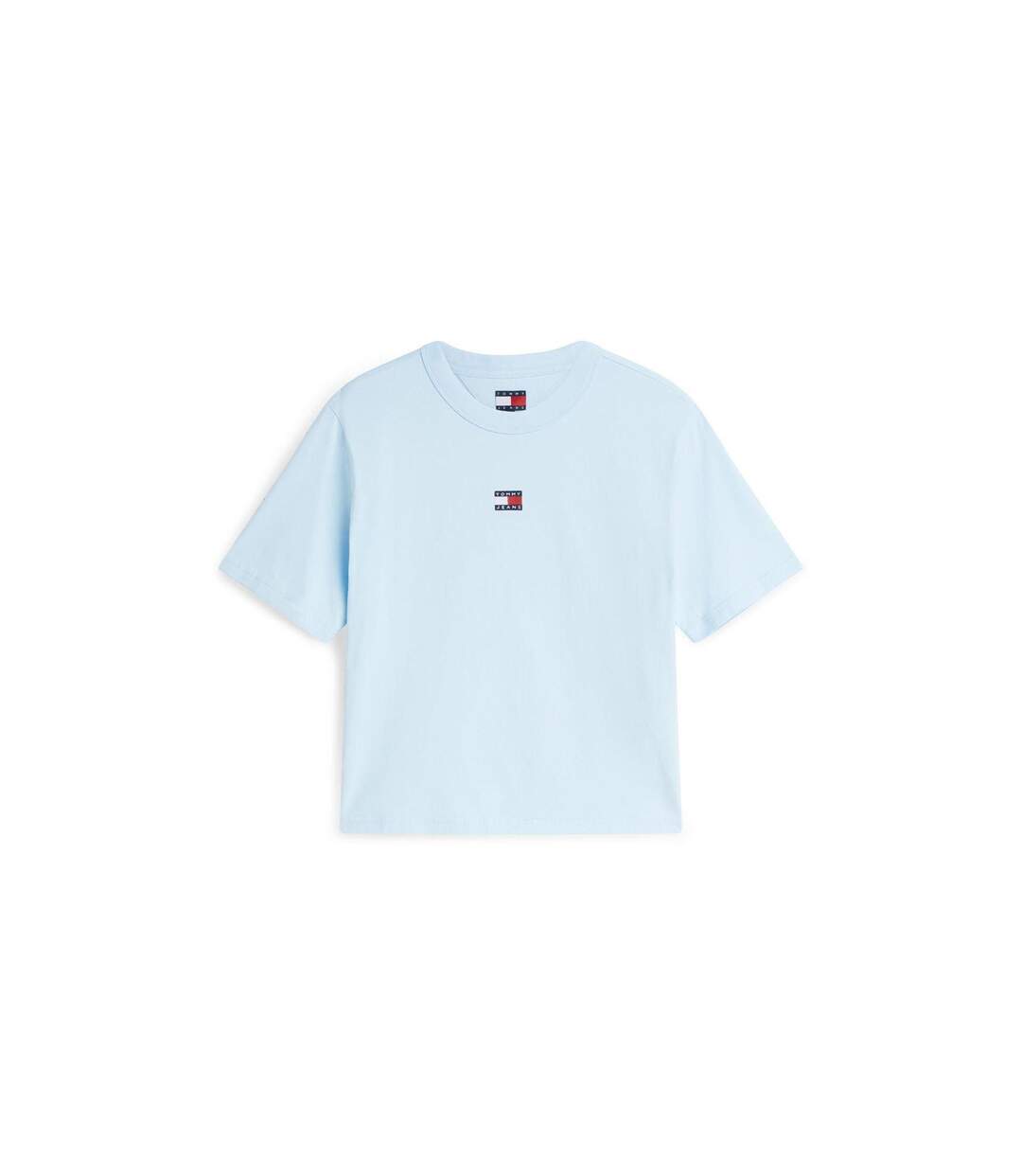 Womens/ladies Embroidered Logo Cotton Cropped T-shirt Royal Blue Tommy Jeans-1
