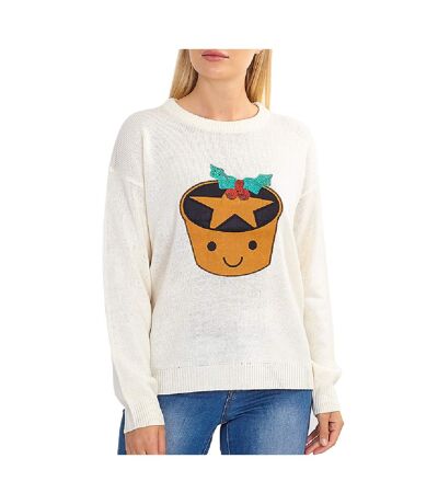 Brave Soul Womens/Ladies Mince Pie Christmas Sweater (Cream)