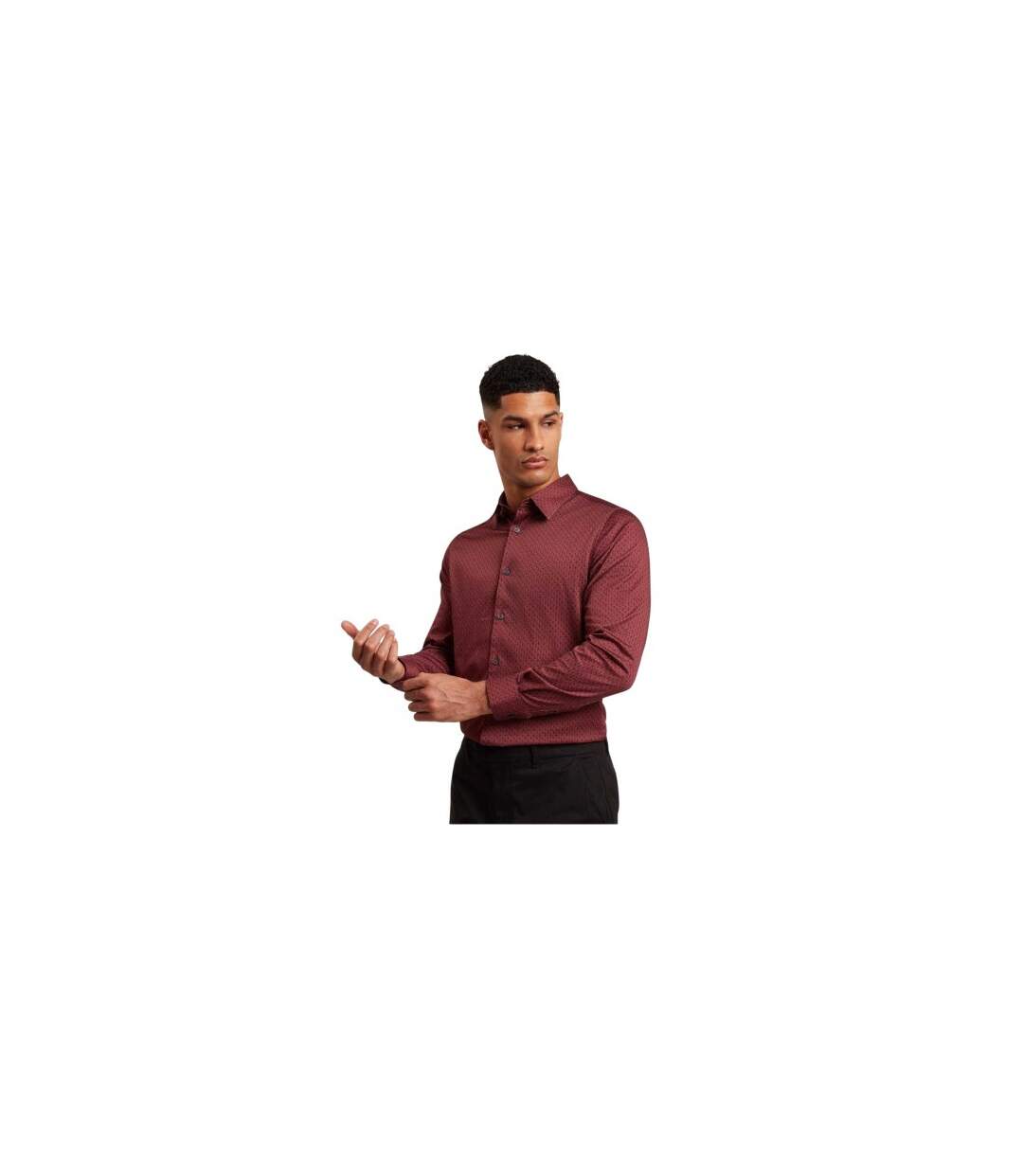 Chemise Manches Longues Motif/style Géométrique Homme Rouge Foncé Ted Baker-1