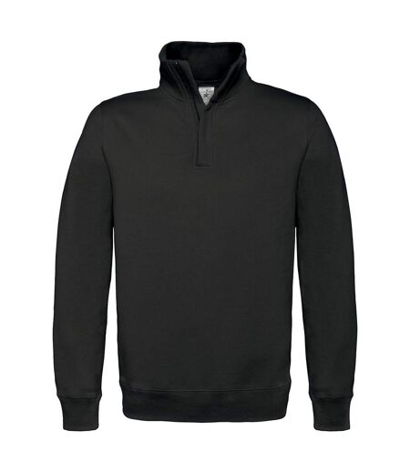B&C Mens ID.004 Cotton Quarter Zip Sweatshirt (Black)