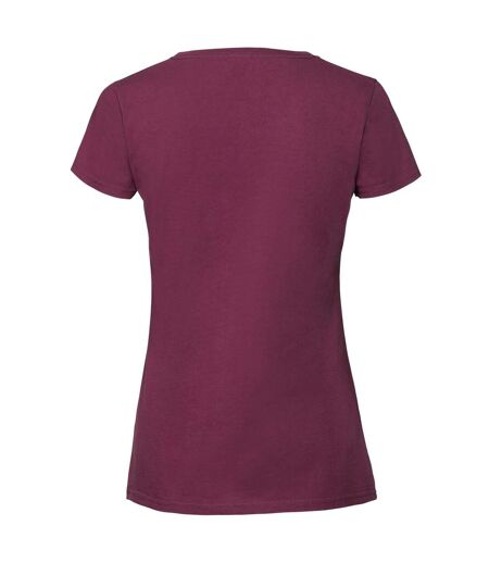 Womens/ladies Iconic 190 T-shirt Burgundy Fruit Of The Loom