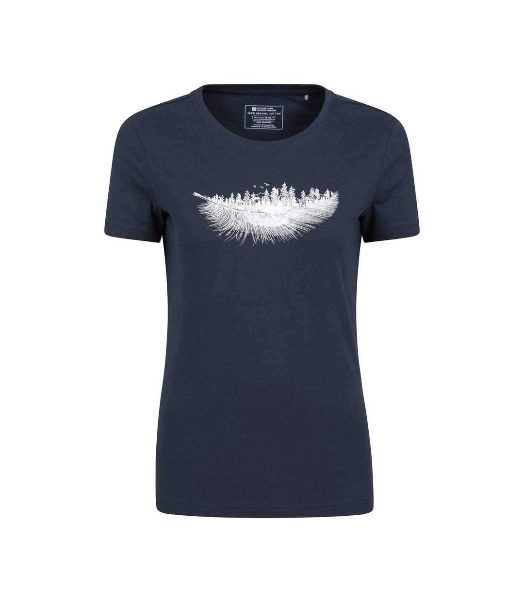 Womens/ladies feather organic cotton t-shirt navy Mountain Warehouse-1