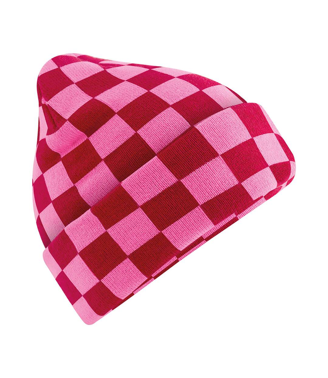 Bonnet Motif/style Damier Rouge Classique Vrai Rose Beechfield-2