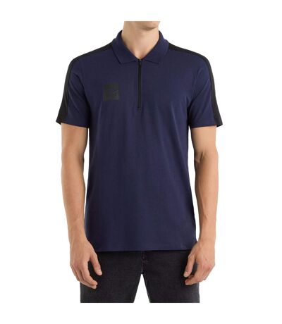 Mens Terrace Quarter Zip Polo Shirt Peacoat Black Umbro