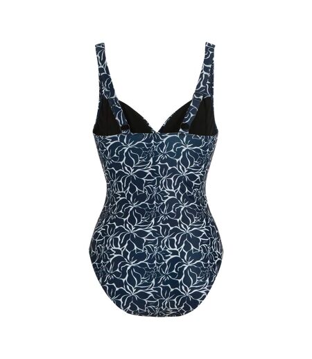 Womens/ladies Sakari Patterned One Piece Swimsuit Navy Regatta