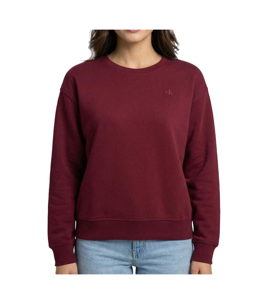 Sweat bordeaux femme calvin klein jeans archive-1