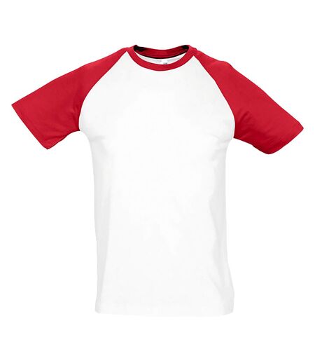 T-shirt manches courtes funky homme blanc/rouge SOLS