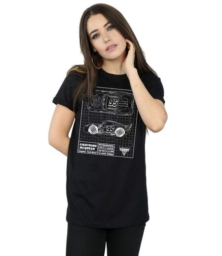 Disney - T-shirt CARS LIGHTNING MCQUEEN BLUEPRINT - Femme (Noir) - UTBI16072