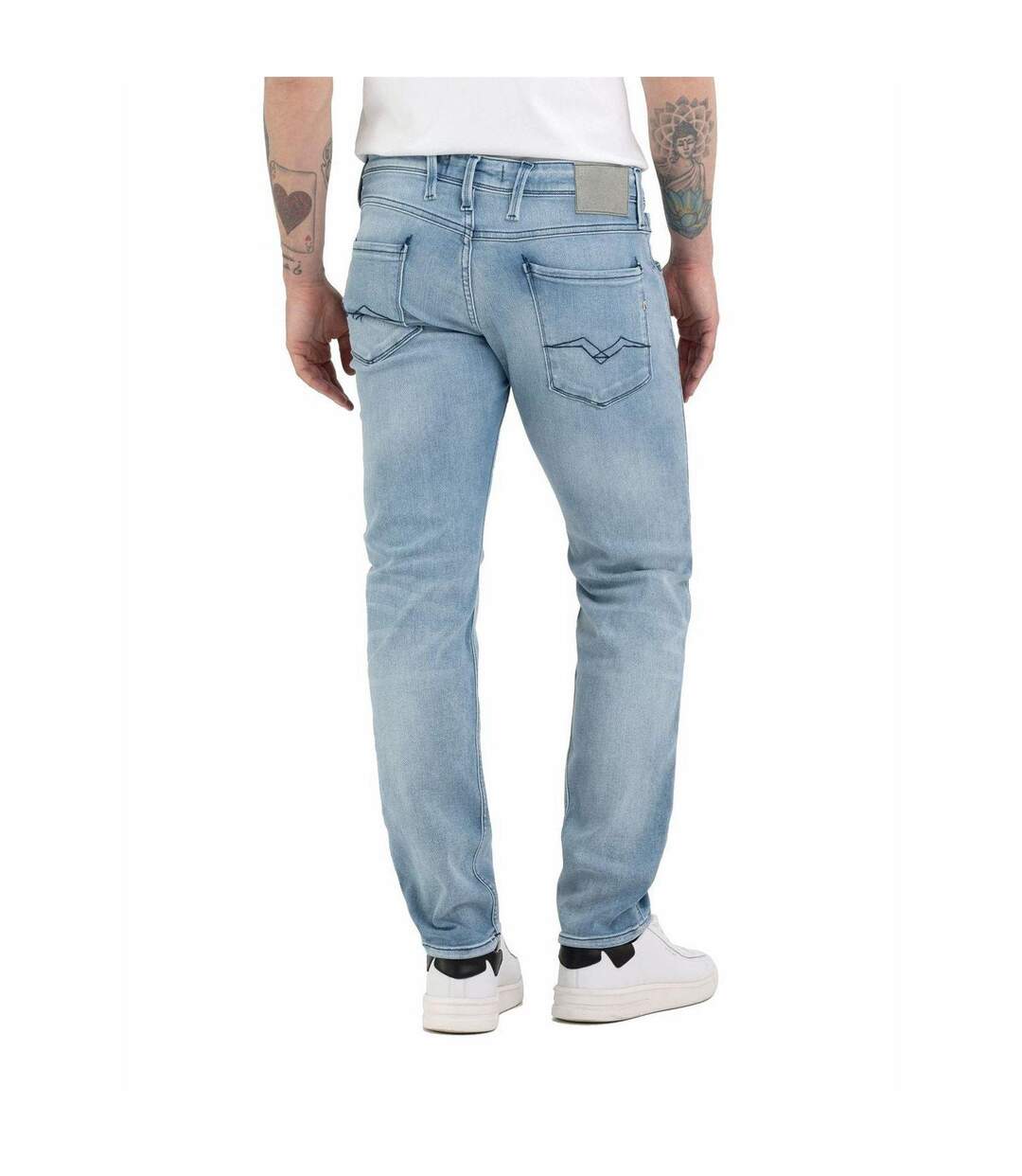 Mens Anbass Cotton Blend Slim Jeans Light Blue Replay-2