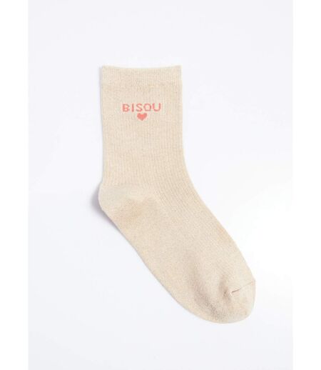 Chaussettes fil métallisé message BISOU