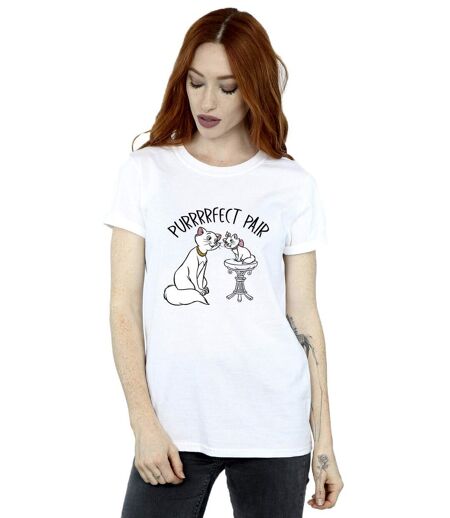 Disney Femme/Les femmes The Aristocats Purrfect Pair T-Shirt Boyfriend en coton (Blanc) - UTBI10499