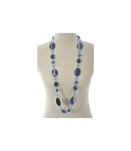 Collier Design Cristal & Perles Neck 18cm Bleu Foncé