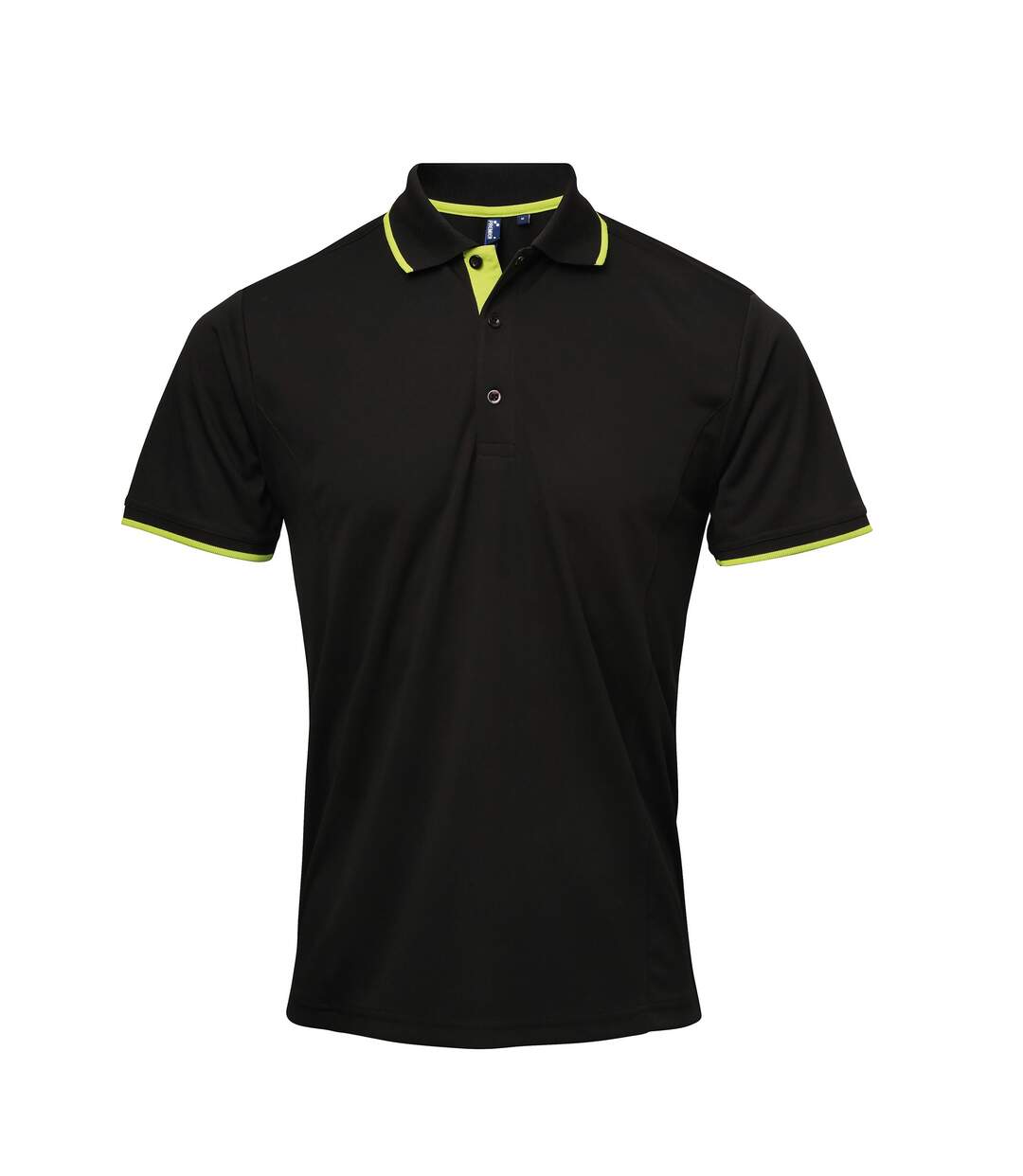 Premier Mens Contrast Coolchecker Polo Shirt (Black/Lime)