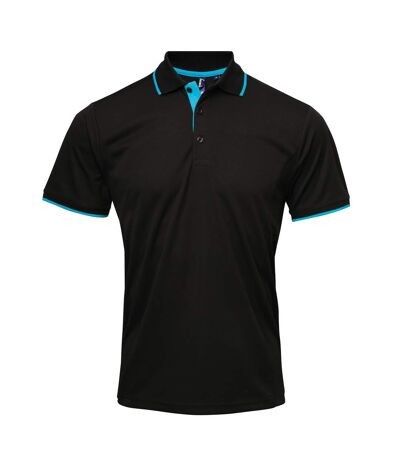 Premier Mens Contrast Coolchecker Polo Shirt (Black/Lime) - UTRW5520
