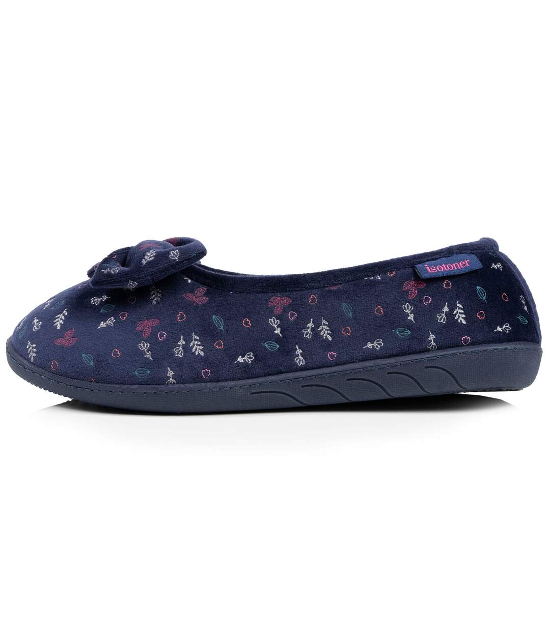 Isotoner Chaussons Ballerines femme microvelours semelle ergonomique mousse à mémoire forme-4