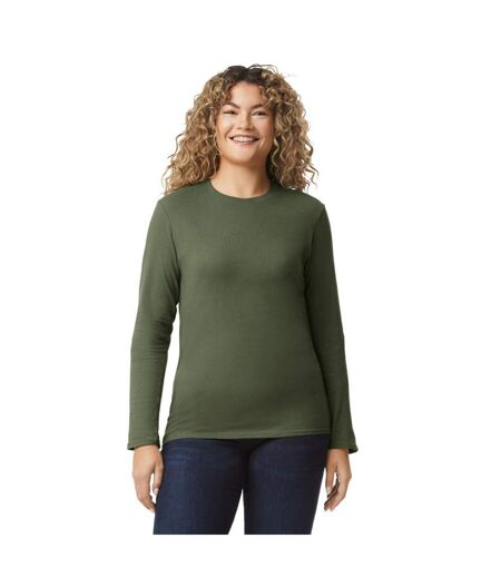 T-shirt Manches Longues Adulte Vert Kaki Gildan