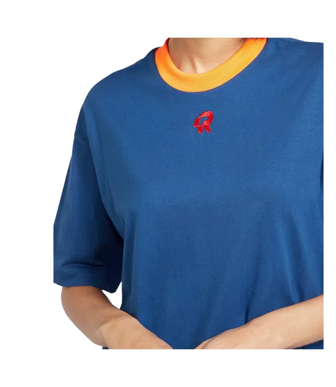 Womens/ladies Elektra Oversized T-shirt Navy Red Run-4