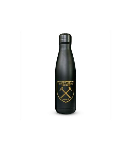 West Ham United FC Stainless Steel Thermal Water Bottle (Black/Gold) (One Size) - UTSG22444