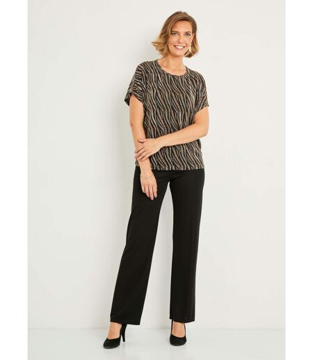 T-shirt court maille brillante jacquard dentelle
