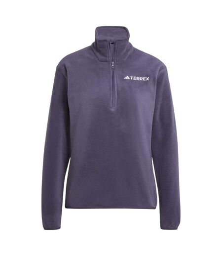 Womens/ladies Essentials Long-sleeved Fleece Jacket Shadow Blue Adidas