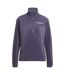 Womens/ladies Essentials Long-sleeved Fleece Jacket Shadow Blue Adidas-2