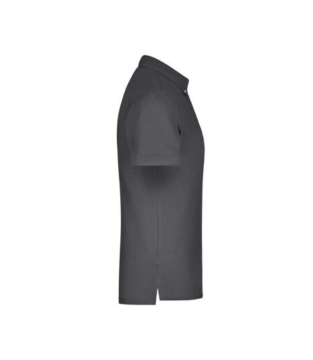 Polo Motif/style Uni Homme Gris Clair Chiné Noir James And Nicholson