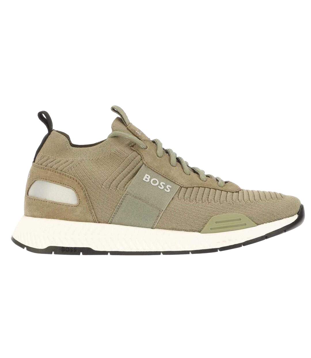 Mens Logo Knitted Trainers Green Boss-3