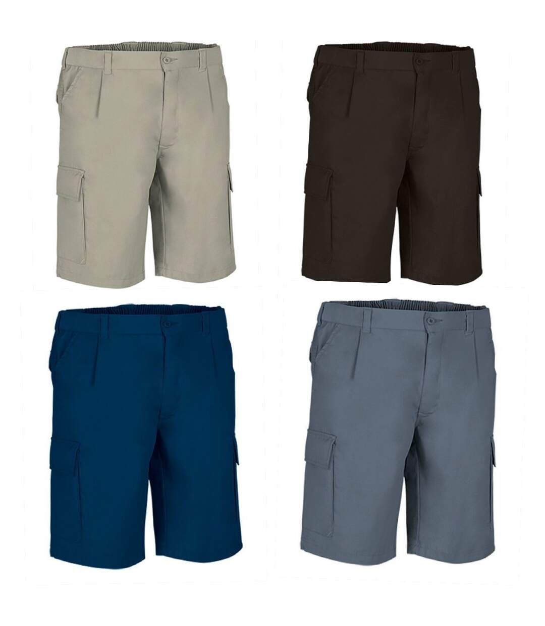 Lot 4 Bermudas pour homme - DESERT - bleu marine - noir - gris et beige sable