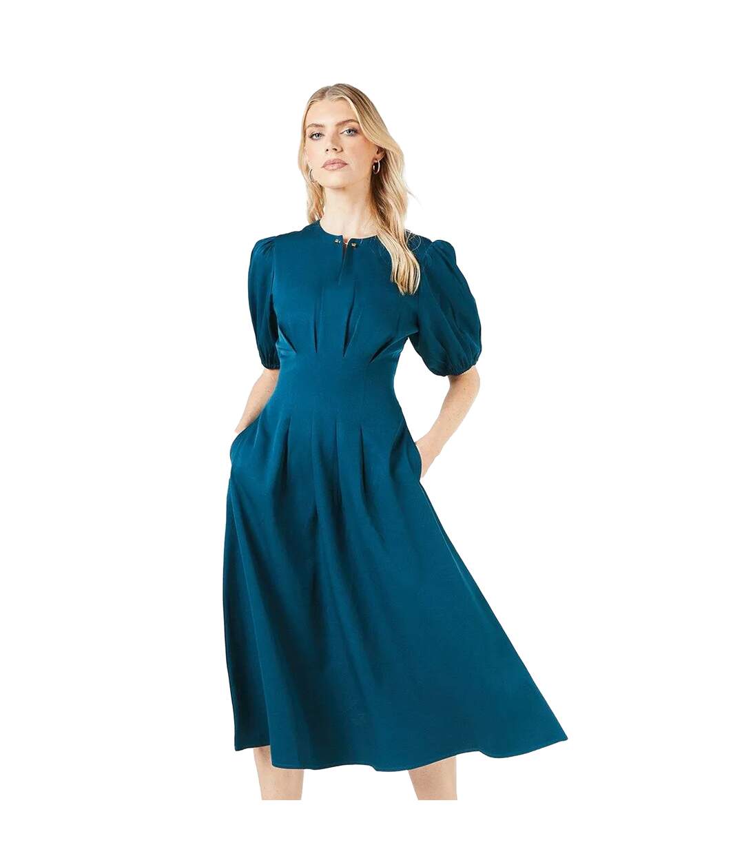 Robe mi-longue femme bleu sarcelle Principles-1