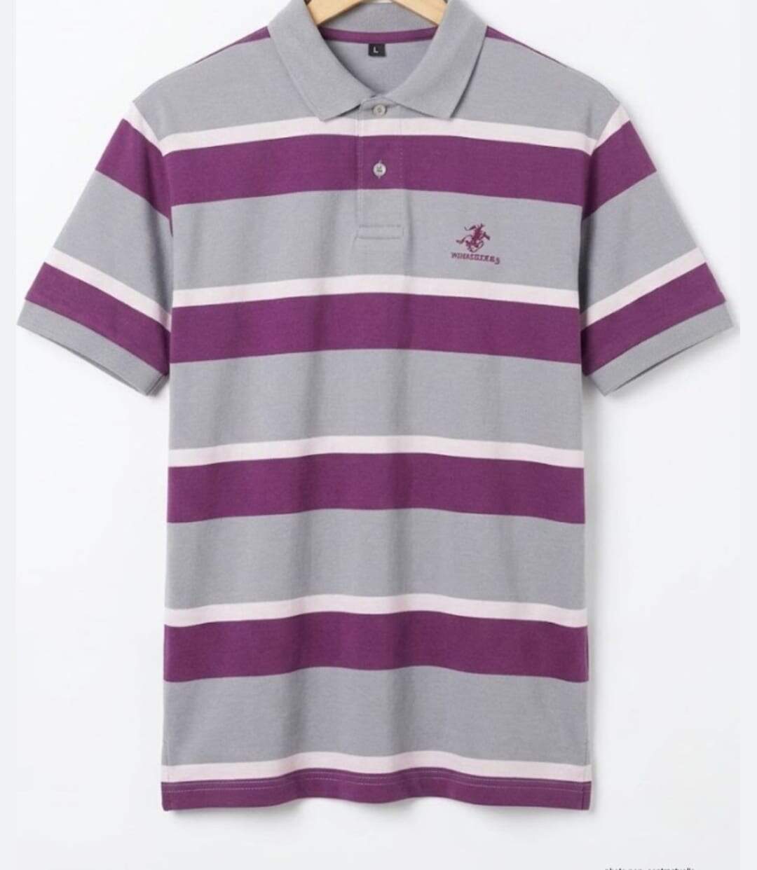 Polo homme WINCHESTER ROBIN1G en coton piqué gris : le charme intemporel des rayures-2