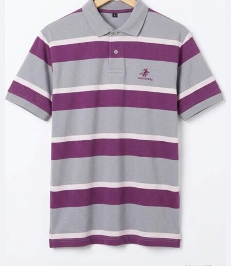 Polo homme WINCHESTER ROBIN1G en coton piqué gris : le charme intemporel des rayures