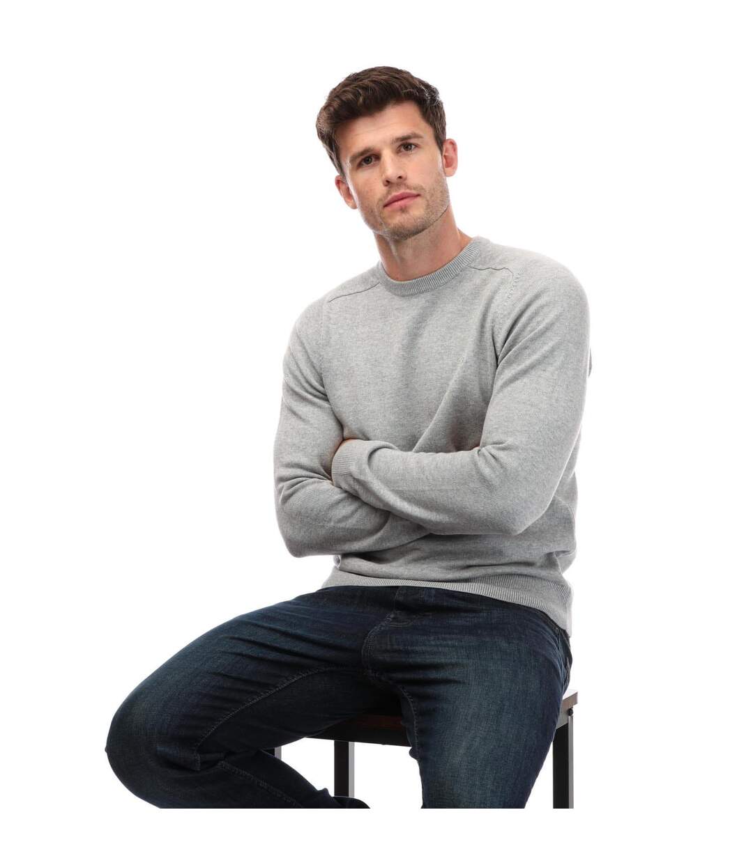 Mens Stern Crew Neck Sweatshirt Grey Farah-4