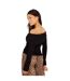 Womens/ladies Ribbed Bardot Jumper Black Brave Soul-3