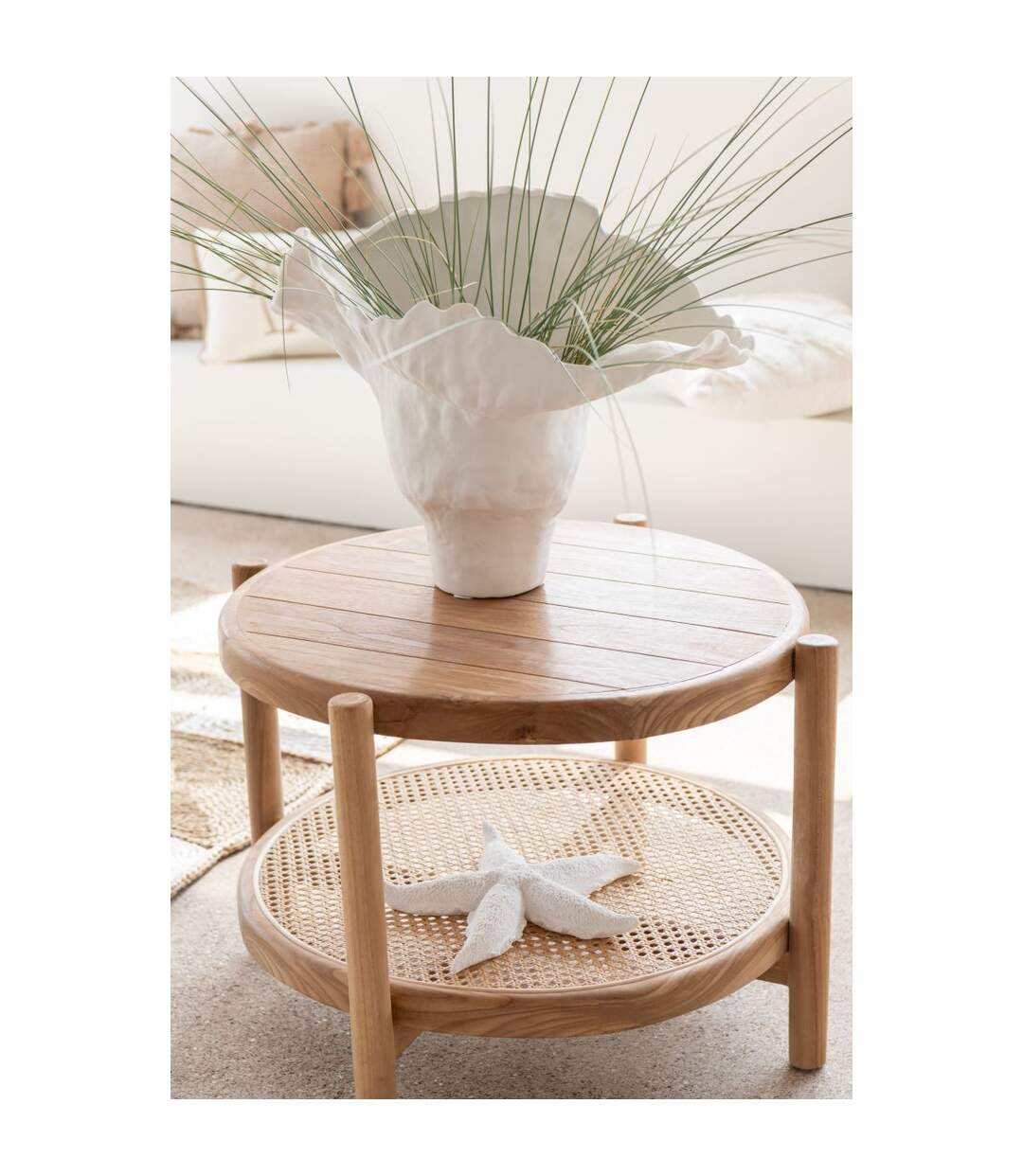 Vase Déco en Céramique Corolla 51cm Blanc-4