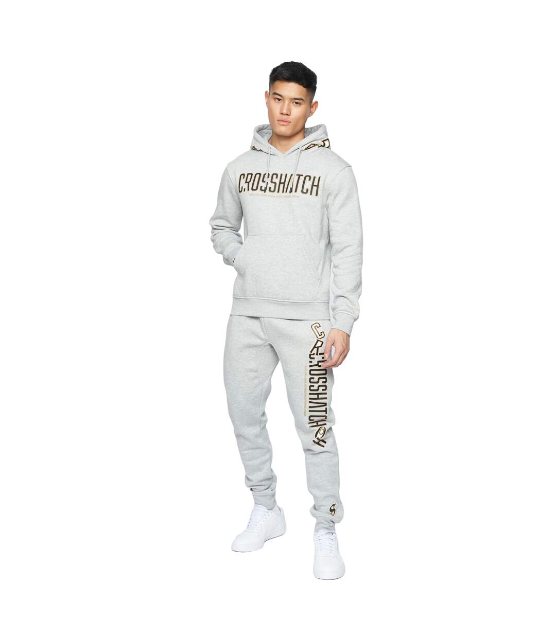 Sweat À Capuche Doddington Homme Gris Clair Chiné Crosshatch-1