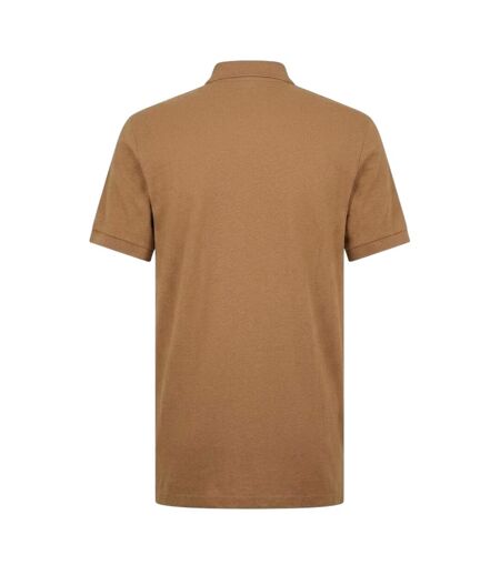 Mens Pallas Embroidered Logo Cotton Polo Shirt Dark Beige Boss