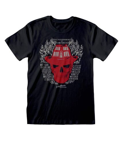 Nightmare On Elm Street Unisex Adult Skull Flames T-Shirt (Black) - UTHE438