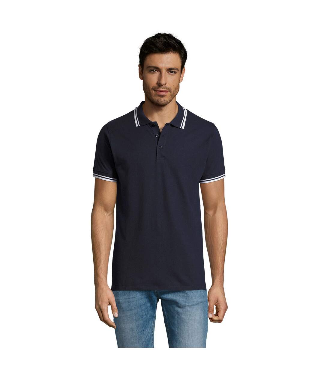SOLS Mens Pasadena Tipped Short Sleeve Pique Polo Shirt (French Navy/White) - UTPC2431-4